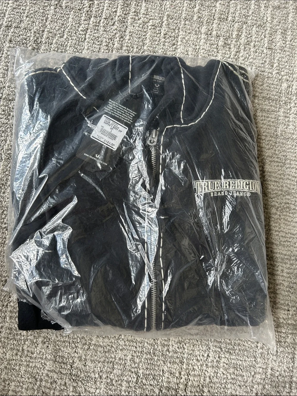 True Religion Super T Boxy Zip Hoodie Black L